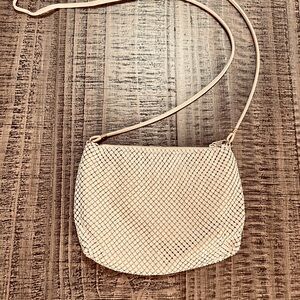 Whiting & Davis Cream Enamel Metallic Crossbody Bag